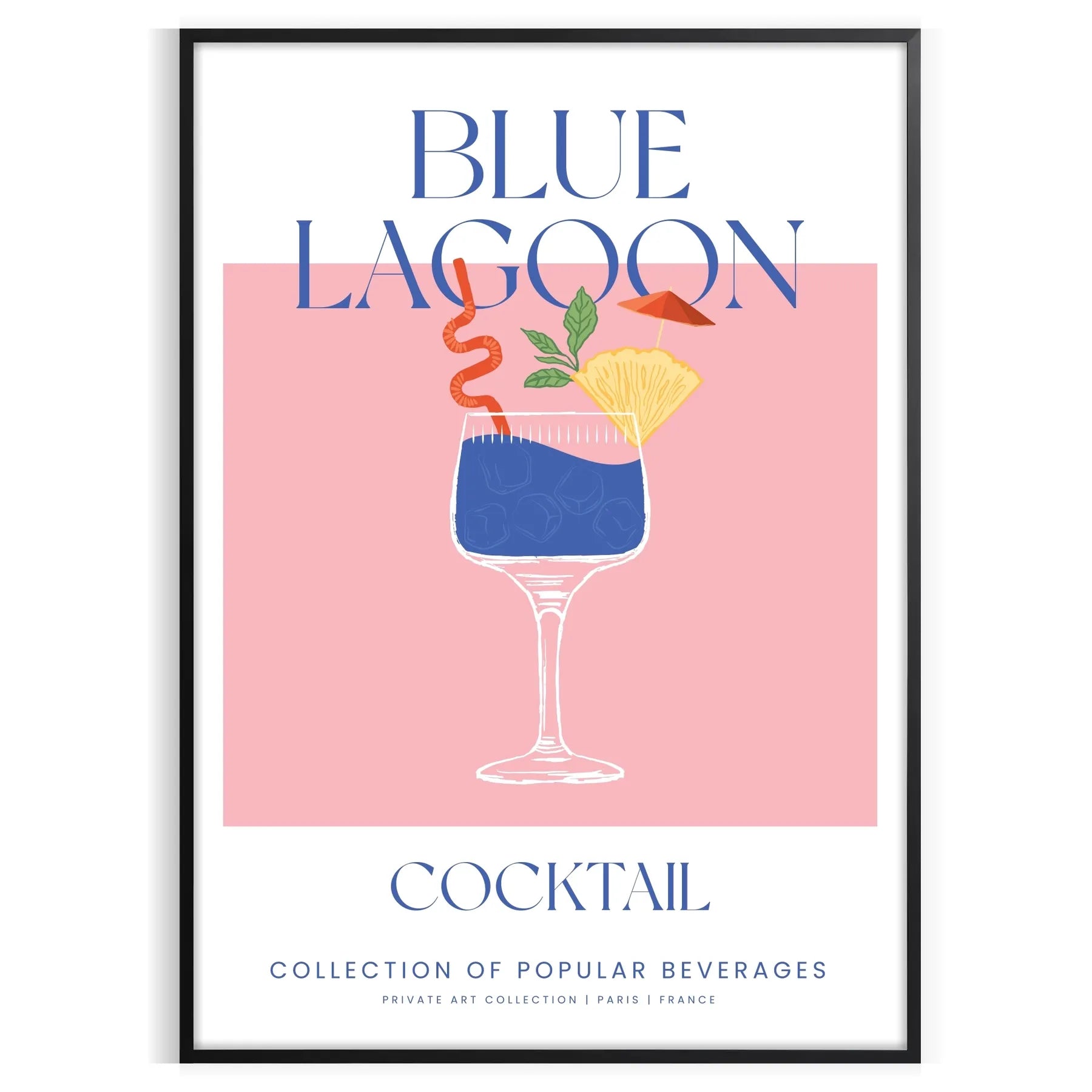 tropical vibe Blue Lagoon Cocktail poster vibrant orange hues stunning wall art splash color decor gift space artwork available
