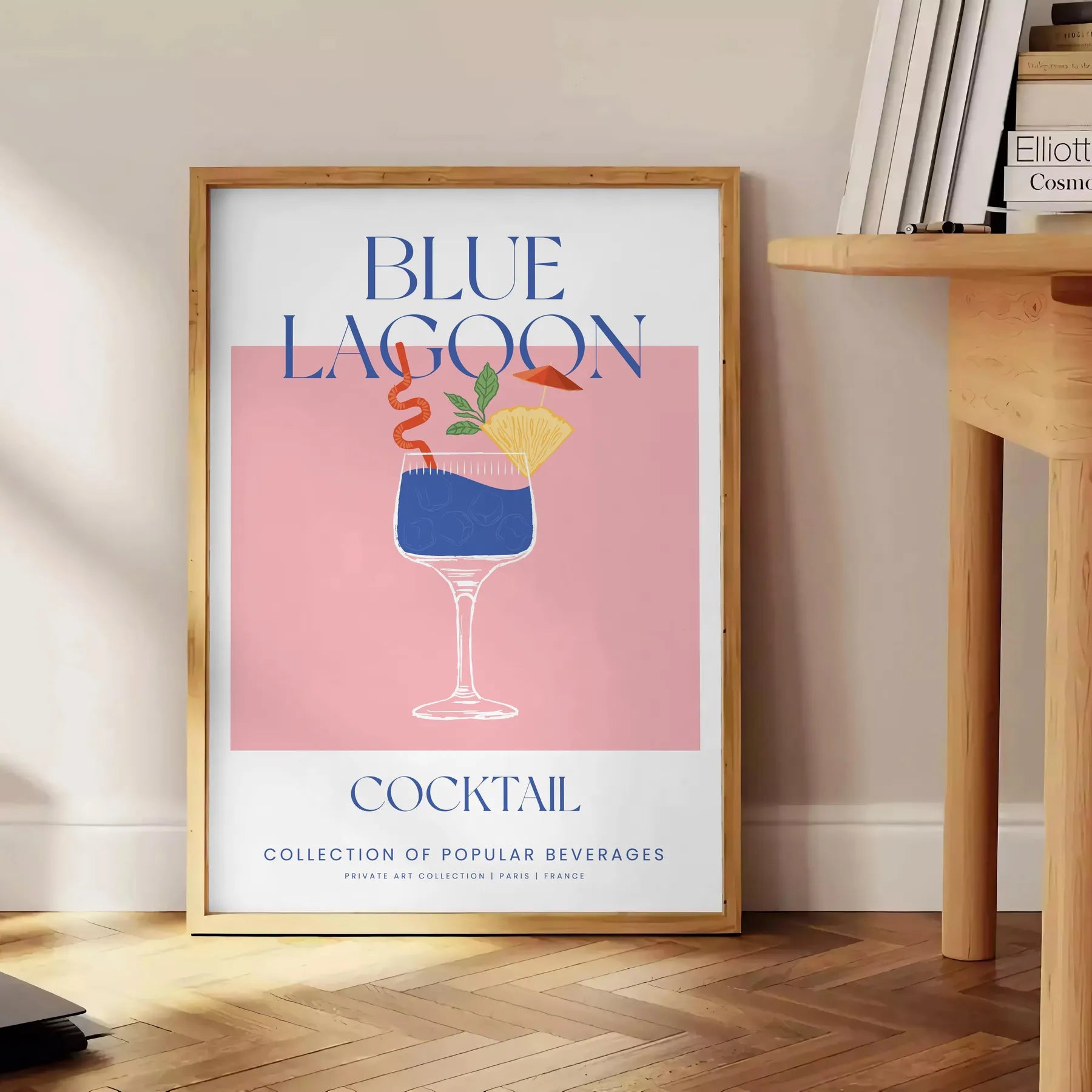 tropical vibe Blue Lagoon Cocktail poster vibrant orange hues stunning wall art splash color decor gift space artwork available