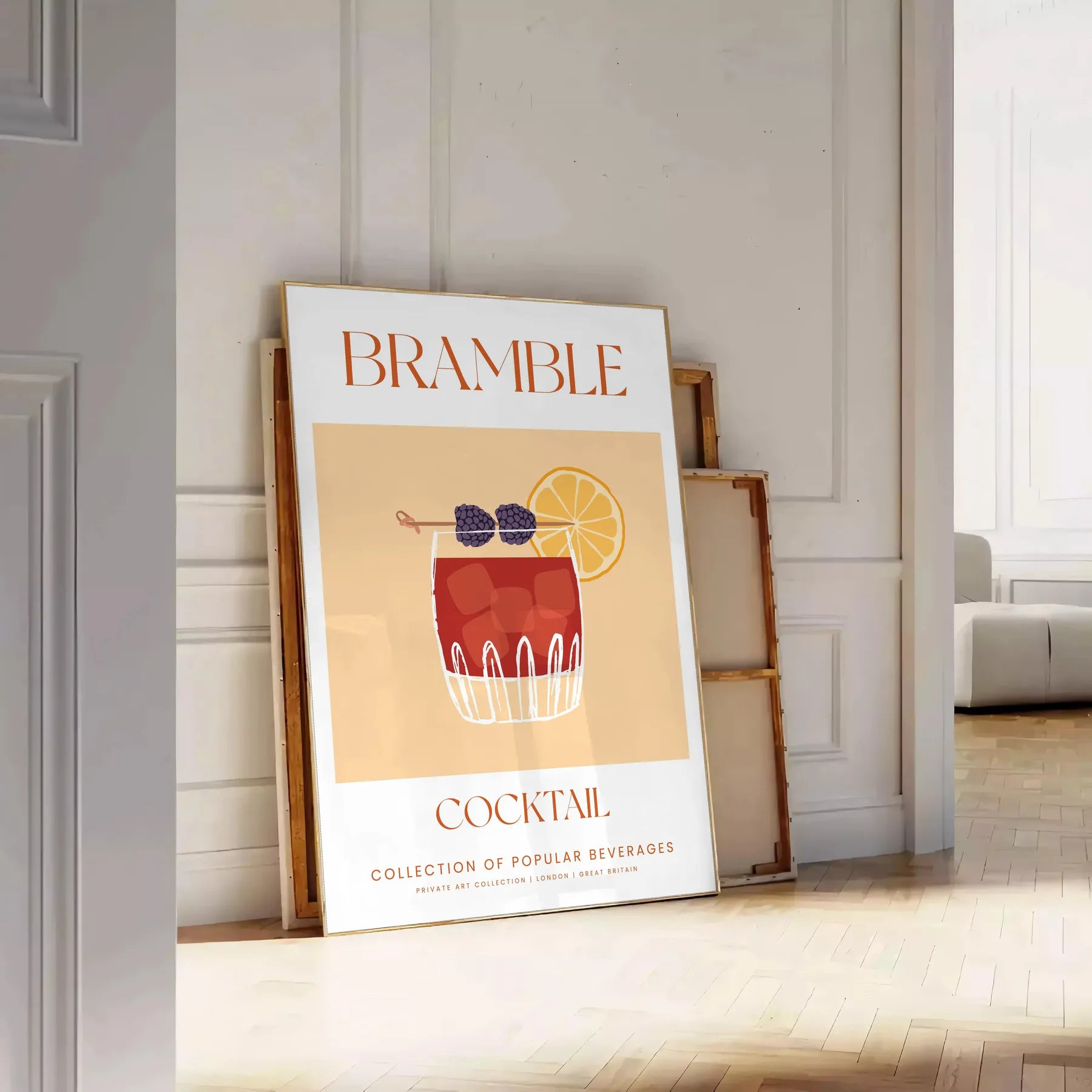 space vibrant Bramble Cocktail Art Poster splash orange blue wall eye gift stunning artwork lover print sizes A4 cm A0