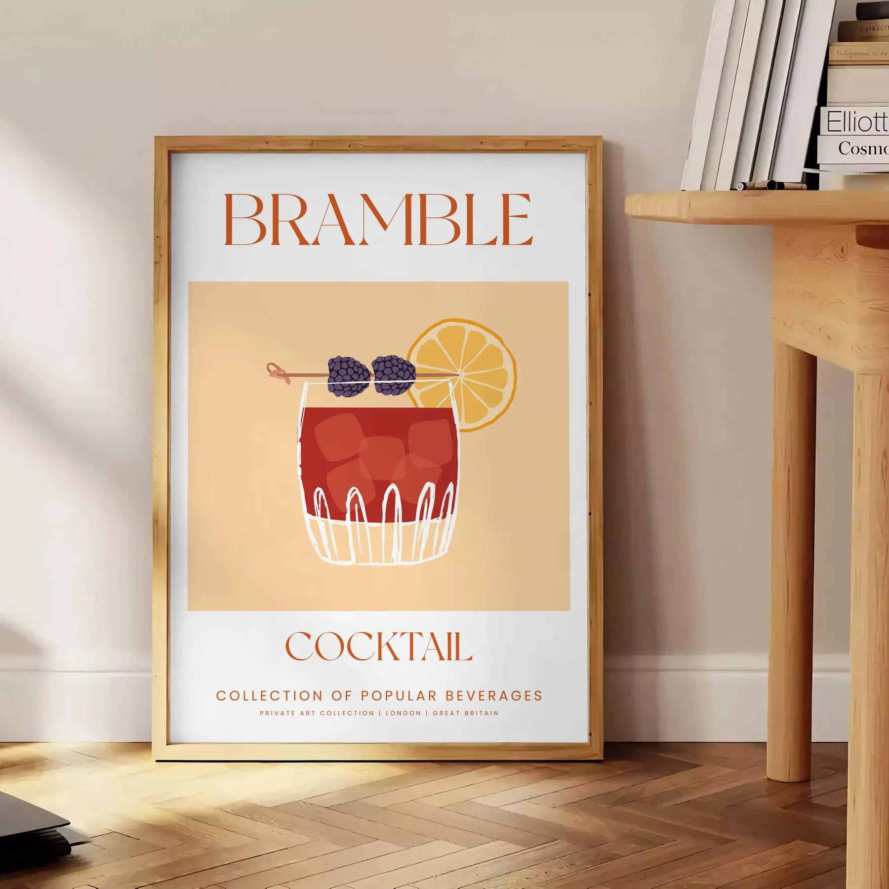 space vibrant Bramble Cocktail Art Poster splash orange blue wall eye gift stunning artwork lover print sizes A4 cm A0