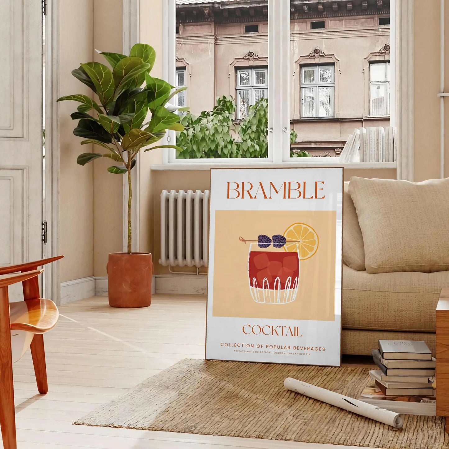 space vibrant Bramble Cocktail Art Poster splash orange blue wall eye gift stunning artwork lover print sizes A4 cm A0