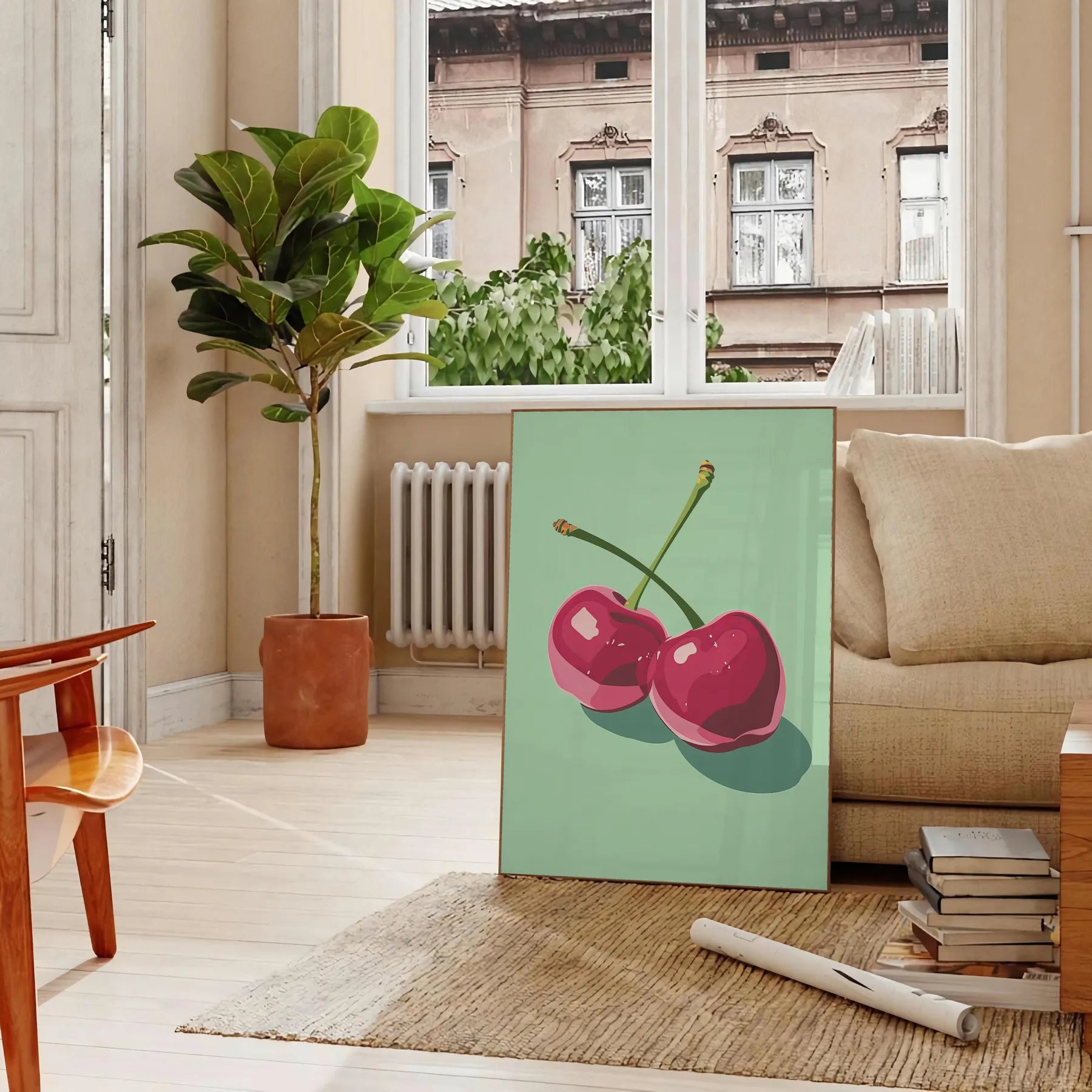 kitchen vibrant Cherry 2 poster stunning combination orange blue hues eye wall art print ideal gift lovers unframed option personalized touch