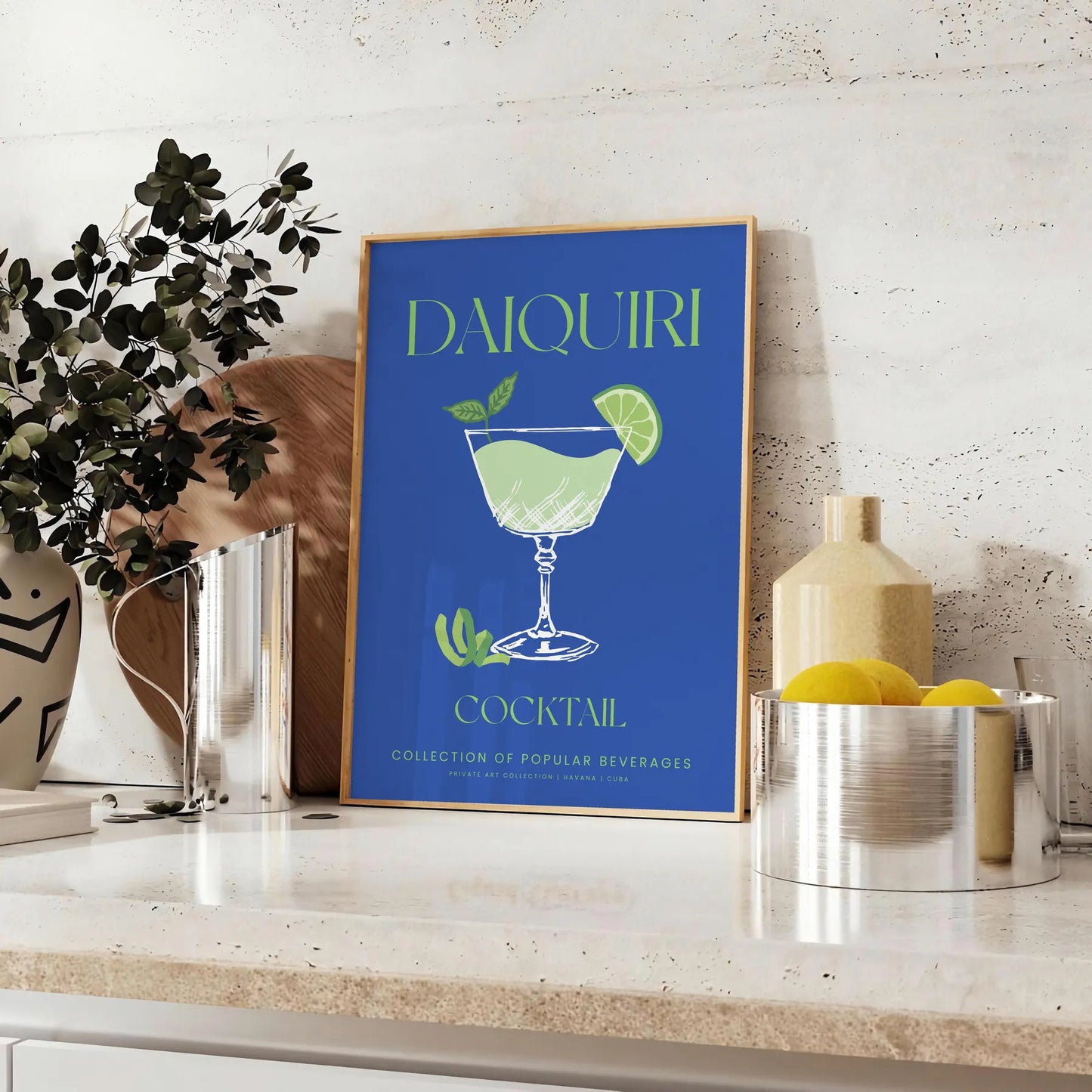 space vibrant Daiquiri Cocktail Art Poster refreshing green blue hues eye print perfect home décor unique gift multiple sizes A4 cm A0 style