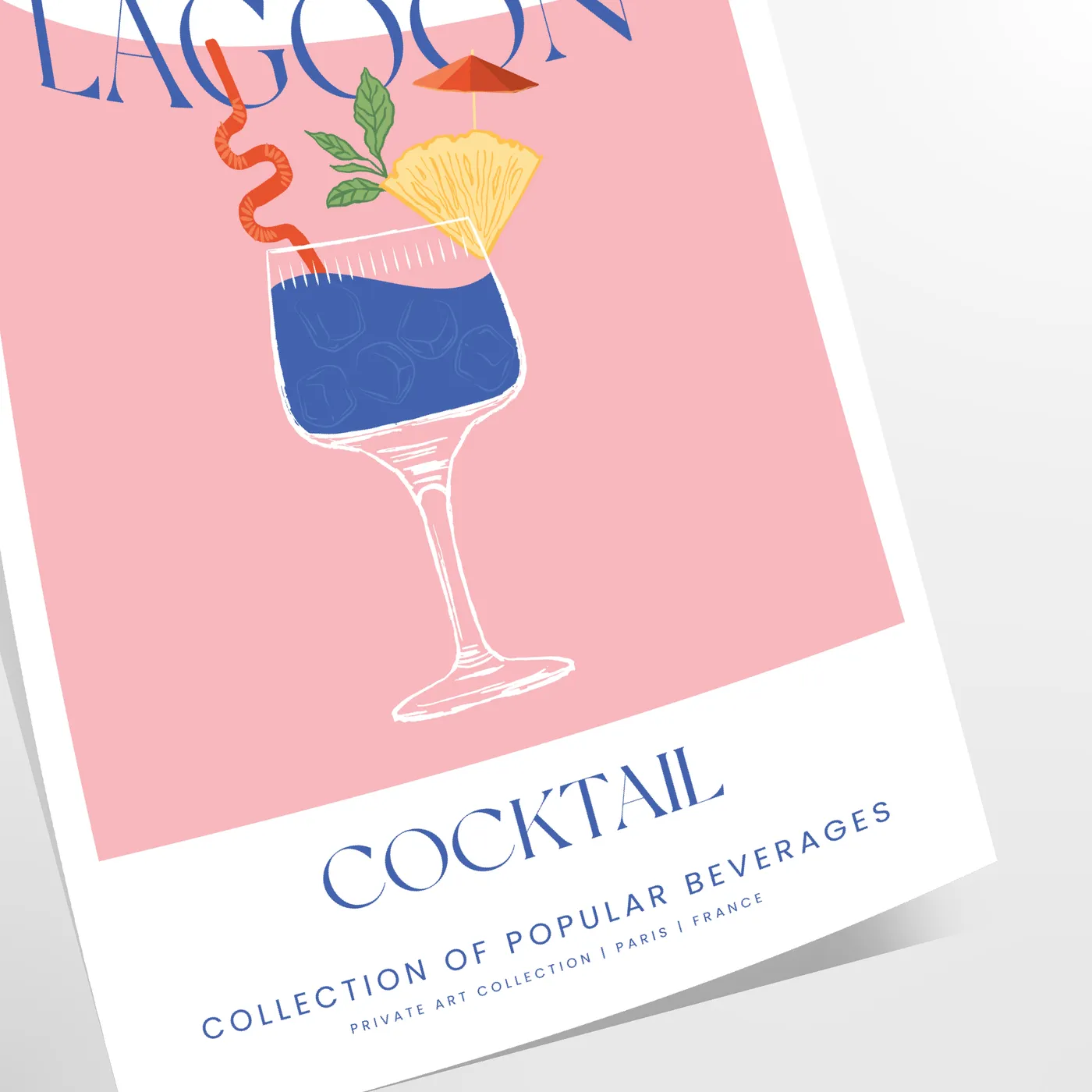tropical vibe Blue Lagoon Cocktail poster vibrant orange hues stunning wall art splash color decor gift space artwork available