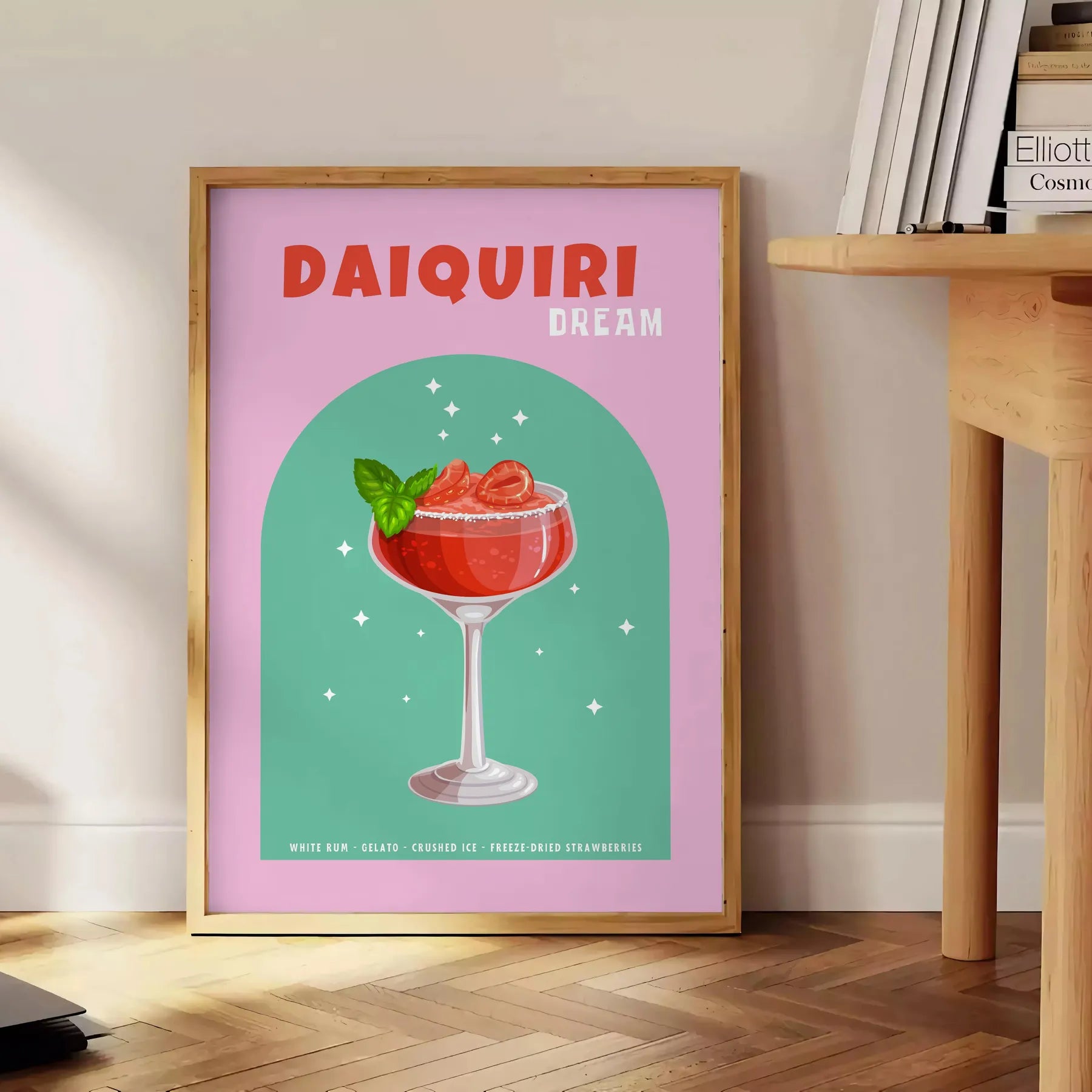 space vibrant zest cocktail daiquiri captivating poster lush green citrus orange wall art print ideal gift lovers enthusiasts frame decor needs