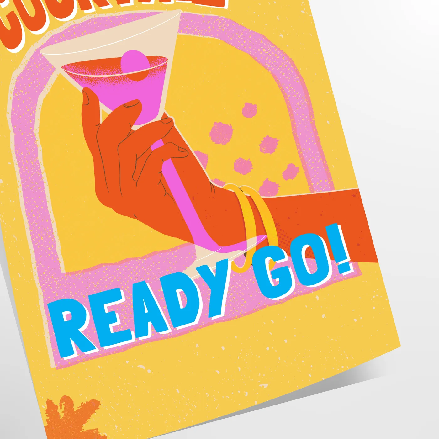 space vibrant cocktail poster orange blue hues wall art thoughtful gift artwork splash style setting sizes A4 cm A0